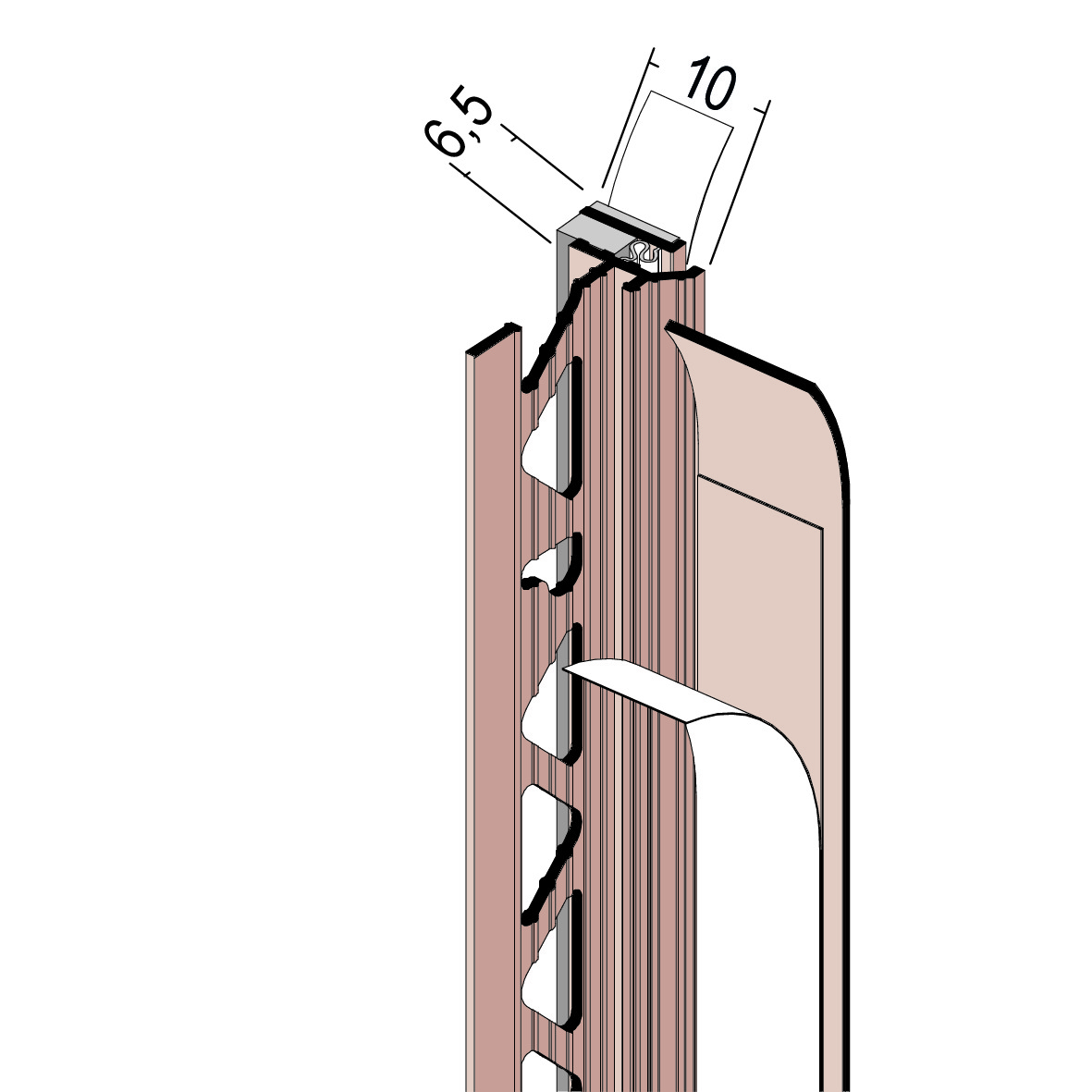 Anputzdichtleiste mit Schattenfuge und Membran 10mm