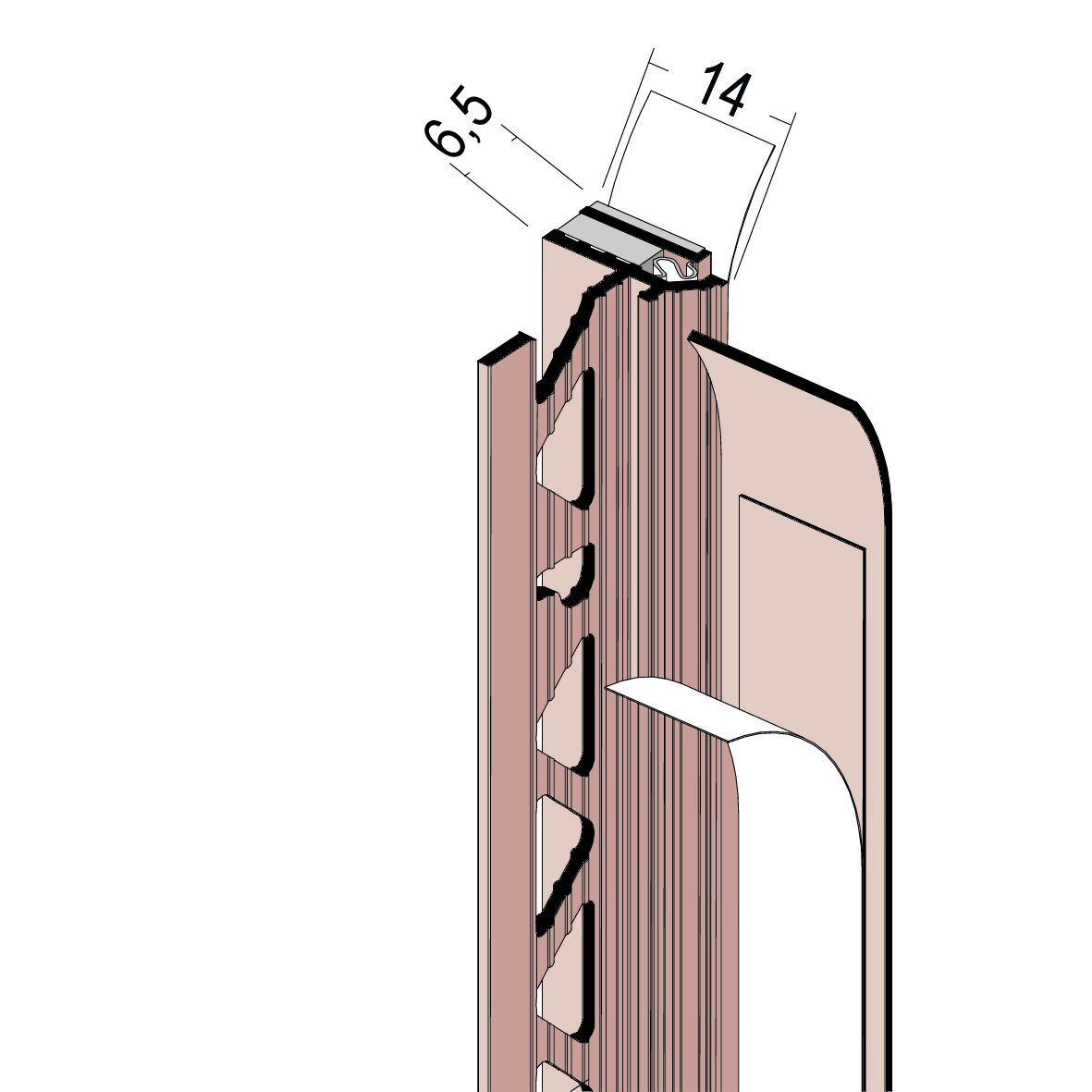 Anputzdichtleiste mit Schattenfuge und Membran 14mm