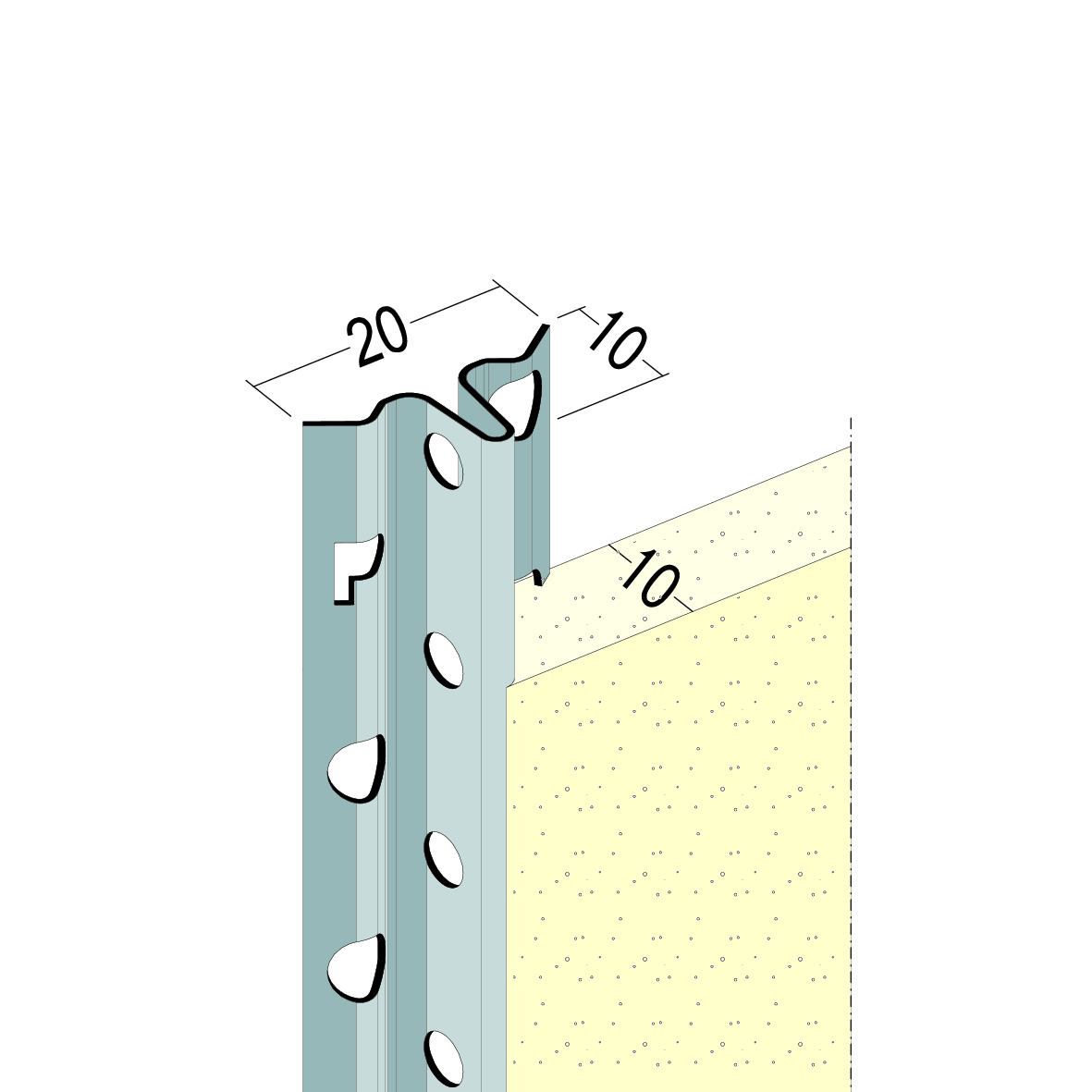 Putzlehre Alu weiß 10mm 2,6mtr (50 Stk)